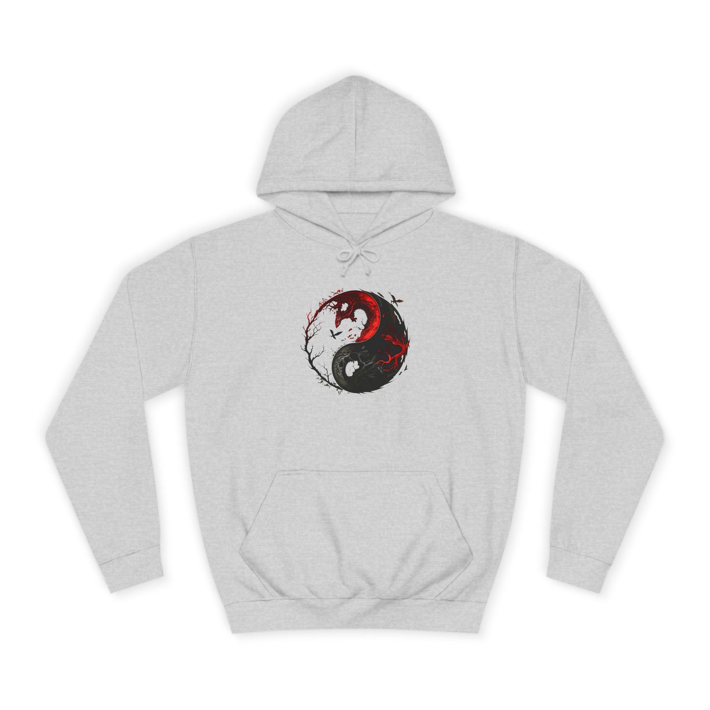 Yin Yang College Hoodie, Unisex Pullover, Unique Graphics, Casual Wear, Gift for Students, College Fashion