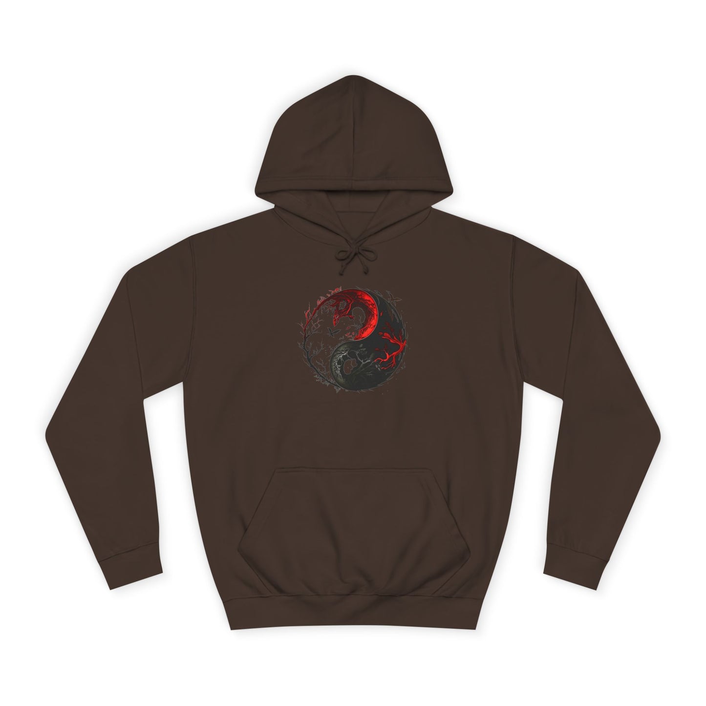 Yin Yang College Hoodie, Unisex Pullover, Unique Graphics, Casual Wear, Gift for Students, College Fashion