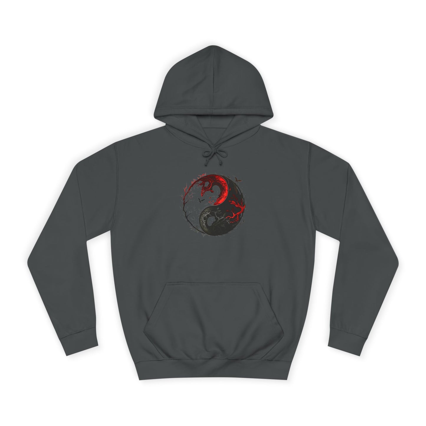 Yin Yang College Hoodie, Unisex Pullover, Unique Graphics, Casual Wear, Gift for Students, College Fashion