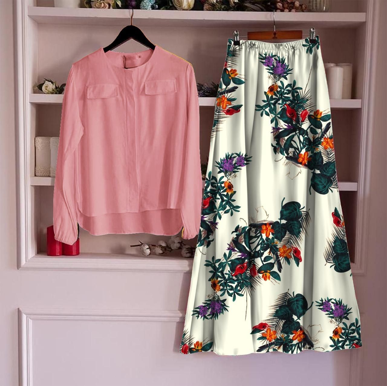 Women Rayon Top and Skirt Set