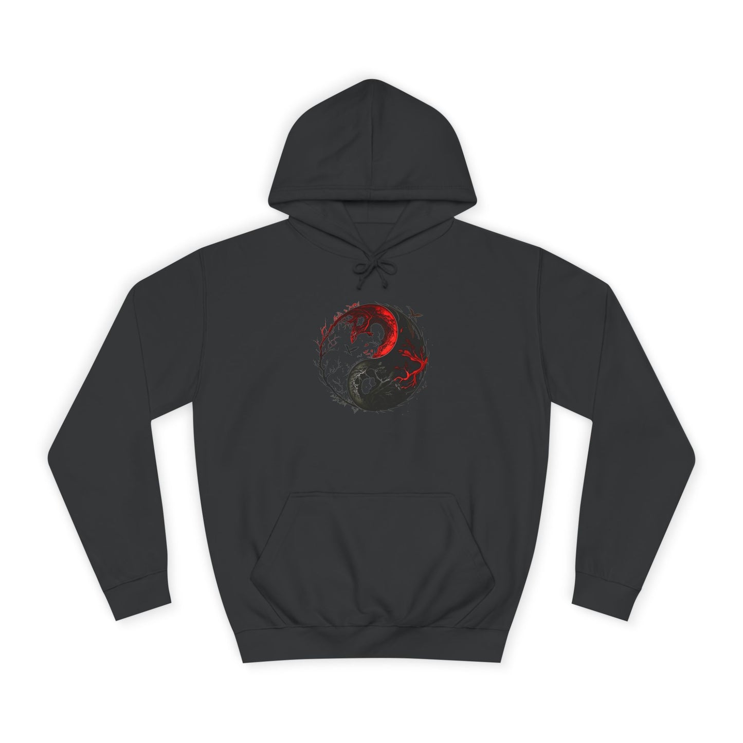 Yin Yang College Hoodie, Unisex Pullover, Unique Graphics, Casual Wear, Gift for Students, College Fashion
