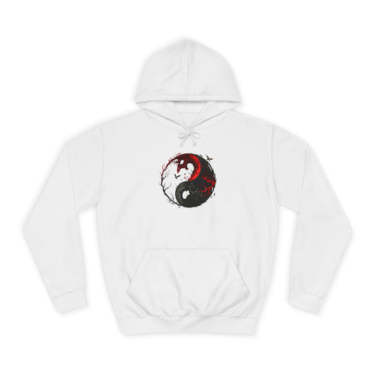 Yin Yang College Hoodie, Unisex Pullover, Unique Graphics, Casual Wear, Gift for Students, College Fashion